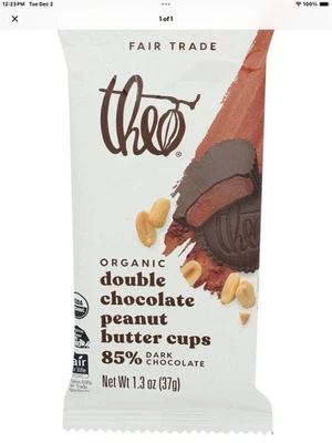 Theo Chocolate Organic Peanut Butter Cups 85% Dark Chocolate 1.3 Oz Pack Of 12 - Image 1 of 4