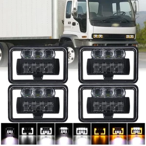 4x 4x6" LED Headlights Hi/Lo Beam DRL Turn Signal For Chevy C10 C20 C30 1981-86 - Bild 1 von 12