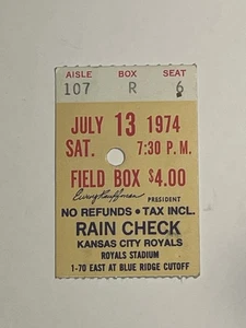 Kansas City Royals Ticket Stub 7/13/1974 v Tigers Cookie Rojas inside park HR R6 - Picture 1 of 2