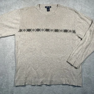 Vintage Y2K Cherokee Mens XL Wool Blend Crew Neck Sweater Knit Beige Brown - Picture 1 of 4