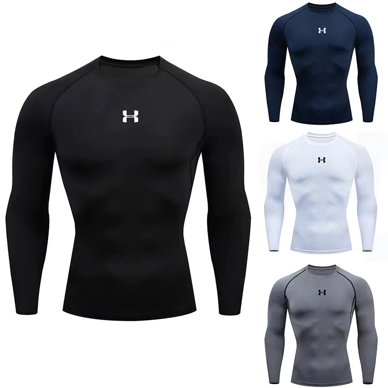 Men Running Compression T-shirt Long sleeves Sport Tees Gym Fitness Sweatshirt M - Image 1 of 4