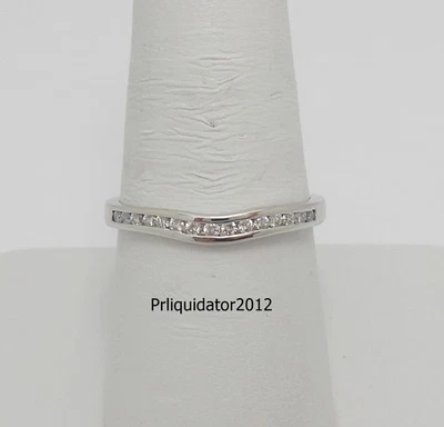 1/4CT Natural Round Diamond Contour Anniversary Wedding Band Ring 14K White Gold - Image 1 of 4