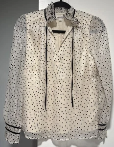 Ann Taylor Loft Ivory, schwarz gepunktet mit schwarzer Bindebluse, S - Bild 1 von 7