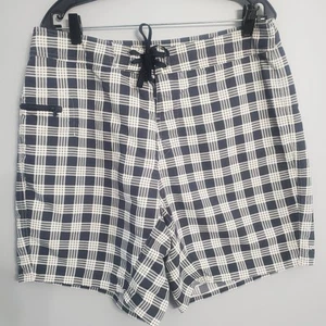 Patagonia Men's Blue and White Plaid Wavefarer Board Recycled Nylon Shorts Sz 36 - Picture 1 of 12