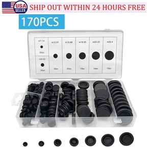 170PCS Rubber Grommet Electrical Wiring Gasket Assortment Firewall Hole Plug Kit - Picture 1 of 17