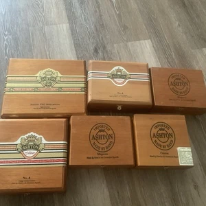 ASHTON CORONA EMPTY WOOD CIGAR BOX LOT OF 6 Vtg - Imagen 1 de 8