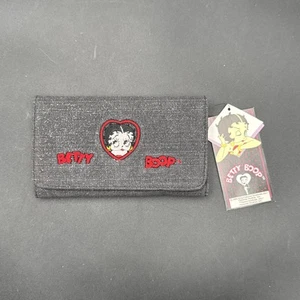 Betty Boop Black Wallet King Features Single Zipper Fits Cell Phone - Picture 1 of 9