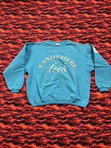 Vintage Benetton Sweater Women's L Blue Sweatshirt Varsity 1980's Color Block - Picture 1 of 10