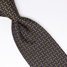 Gladson Mens Silk Necktie Black Gold Scattered Horse Bit Weave Woven Tie Italy