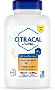 Slow Release 1200, 1200 mg Calcium Citrate and Calcium 25 mcg(1000 IU) 185 Count - Picture 1 of 7