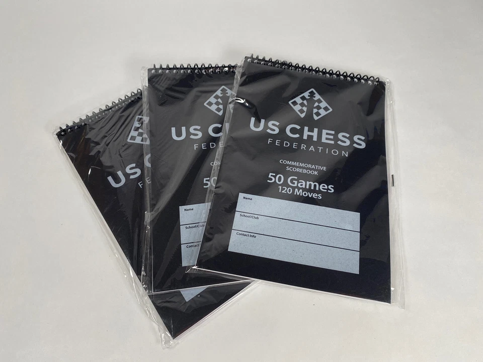 3, US Chess Federation's Commemorative Spiral Chess Scorebook - BLACK - Image 1 of 1