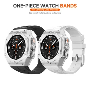 Lujosa carcasa de aluminio y metal correa de silicona para Samsung Galaxy Watch 7 Ultra 47 mm - Imagen 1 de 35