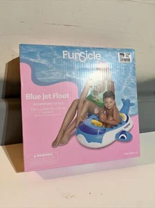 Funsicle Blue Jet Float For Ages 1-2 Inflatable Pool Raft With Bucket Bottom - Picture 1 of 3