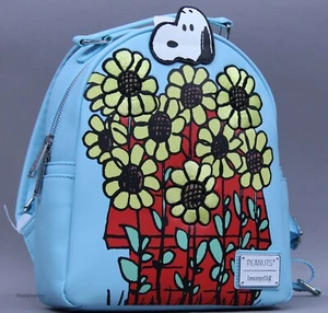 Peanuts Loungefly Snoopy Floral Sunflower Mini Backpack & Cardholder NWT - Picture 1 of 4