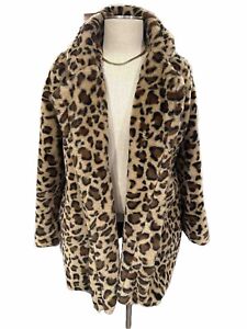 Love Tree Anthropologie Large Faux Fur Coat Cheetah/ Leopard Swing Jacket Coat