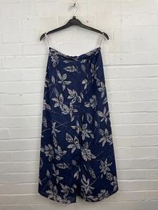 Atmosphere Vintage Navy Leaf Print A-Line Maxi Wrap Skirt Womens UK 12 #CSGA5401 - Picture 1 of 4