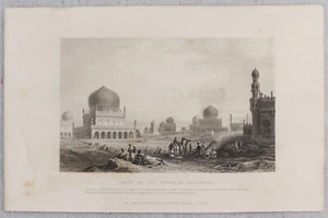 Antique Bookplate Print Tombs of The Kings of Golconda Andhra Pradesh India - Picture 1 of 3