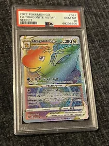 PSA 10 *Gem Mint* Dragonite VSTAR #81 Rainbow Rare Full Art Holo 2022Pokémon Go - Picture 1 of 2