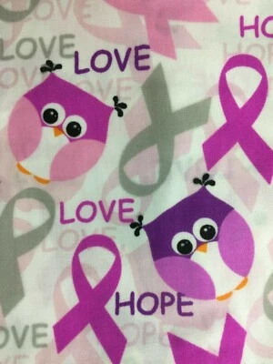 SCRUB TOP SIZES: XS, S, M, L, OWLS PINK RIBBON BC NWT NURSE MEDICAL VET CNA Owl - Image 1 of 4
