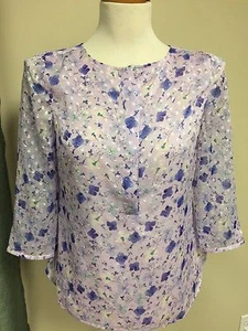 TALBOTS Petites Women 3/4 Sleeves Floral Print Top Size Petite ~ New With Tag - Picture 1 of 7