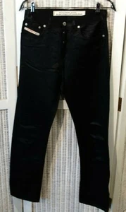DIESEL Women's Trousers 32W 29L Black Satin Silky Viscose/Cotton Pants  - Picture 1 of 4