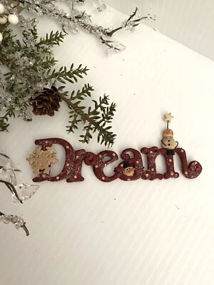 Flor Cubo Palabra Dicho/Ornamento “Sueño” Con Muñeco de Nieve y Copo de Nieve Estatuilla Foto 1 de 4