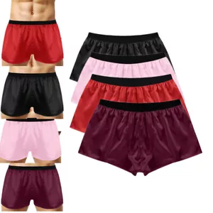 Sexy Mens Briefs Underwear Shiny Boxer Shorts Loose Sports Short Pants Trunks - Picture 1 of 36