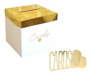 Wedding Card Box Wishing Well Gifts Post Box Large Gold with 3D Sign Decoration