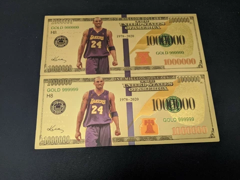$1,000,000 24K Gold Foil Kobe Bryant Collectible Novelty Bill Lakers B2 Cover