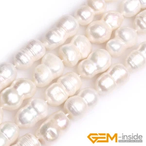 Natural White Freshwater Pearl Peanut Cultured Loose Jewelry Making Beads 15" - Picture 1 of 9