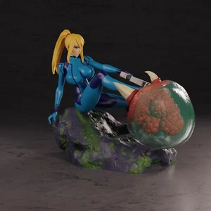 Samus | 3D Printed Figure | Painted or Model Kit | Designed by PolyBitsArt - Picture 1 of 1
