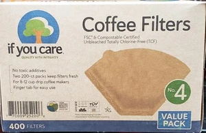 New In Box If You Care #4 Unbleached Coffee Filter (400 Ct.) Fresh Brew Sale - Picture 1 of 4