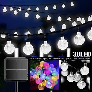 30 LED Crystal Ball Solar Powered Lamp LED Fairy Lights Garden Christmas Decor