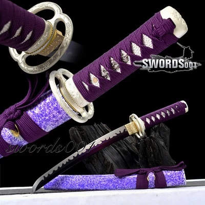 21英寸自卫紫色日本坦托剑火焰图案刀片武藏咀咀 — 第 1/4 张图片