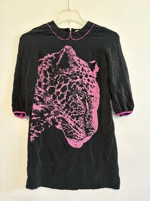 Juicy Couture Panther 100% Seda Vestido Cambio Negro Rosa Presentado en Vogue Talla 4 Foto 1 de 4