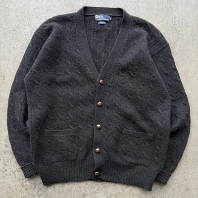 Hombre’s Vintage Polo Ralph Lauren Chal Cárdigan Lana Tejido a Mano Hombre’s Talla Grande Foto 1 de 4