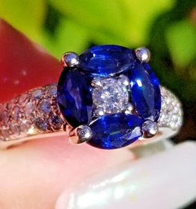 Gorgeous Marquise Sapphire Diamond 14k white gold ring - Picture 1 of 17