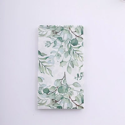 20 White Green Paper Disposable Dinner Napkins Leaves Design Party Decorations - Image 1 of 4