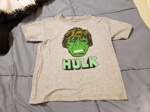 Hulk Gray T Shirt Youth Boy Size 7 Short Sleeve Marvel Graphic - Preowned - Picture 1 of 4