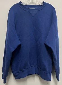Retro Russel Blue Sweatshirt Pullover Top Men XL 50% Cotton / Poly *WEAR - READ* - Picture 1 of 20