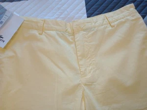Lacoste Napolitain Mens Chino Trousers W34x28 Yellow Straight Leg Fit Zip Fly - Picture 1 of 9