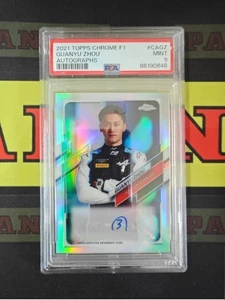 2021 Topps Chrome Formula 1 Auto Chrome Refractor Guanyu Zhou /400 PSA 9 - Picture 1 of 3