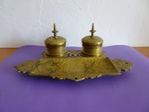 Alte Schreibtischgarnitur Messing um 1900 - Bild 1 von 4