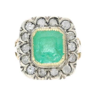 Ring 585/000 (14 Karat) Weiß- & Gelbgold mit Smaragd & Brillanten getragen 25320 - Bild 1 von 4