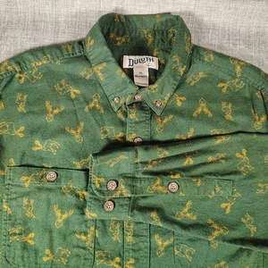 Duluth Flannel Shirt Mens XL Green Relaxed Fit Button Down Pockets Cotton Elk - Picture 1 of 10