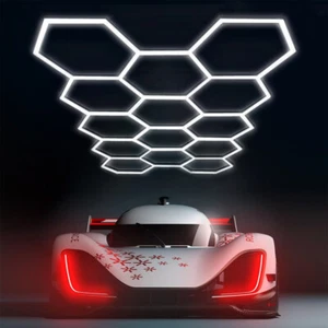 DIY Plug-in Hexagonal LED Garaje Luz 14PC Coche Taller Lámpara 6500K 60420LM 344W - Imagen 1 de 17