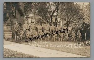 RPPC Military Soldiers Squad Tri State College ANGOLA IN Real Photo Postcard - Picture 1 of 2