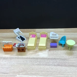 Vintage Fisher Price Sweet Street Dollhouse Furniture Lot Beds Piano Treadmill - Picture 1 of 10