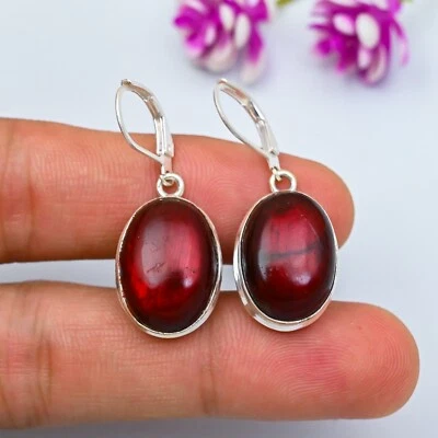 Red Flash Labradorite Gemstone Handmade 925 Sterling Silver Jewelry Earring Gift - Image 1 of 4