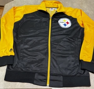 MAJESTIC Steelers leichte Polyesterjacke mit durchgehendem Reißverschluss für Herren MEDIUM TALL. NEU - Bild 1 von 5